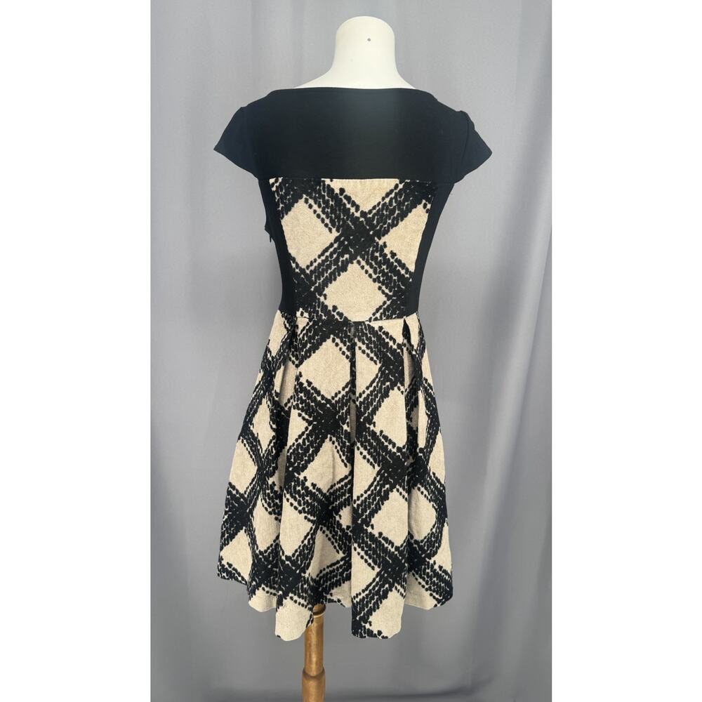 Anthropology Eva Franco Dress Size 6 Black Tan Fit Flare Preppy Academia - Picture 4 of 11